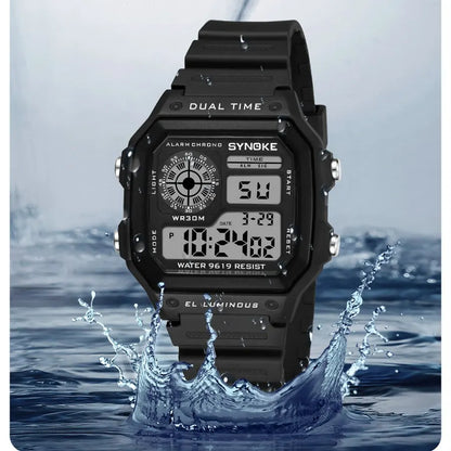 SYNOKE Men's Military Sports Digital Watch – Waterproof Luminous Chronograph Wristwatch