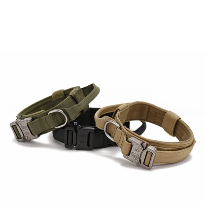 Durable Nylon Pet Dog Collar & Leash Set – Reflective Tactical Training Collar for Large Dogs