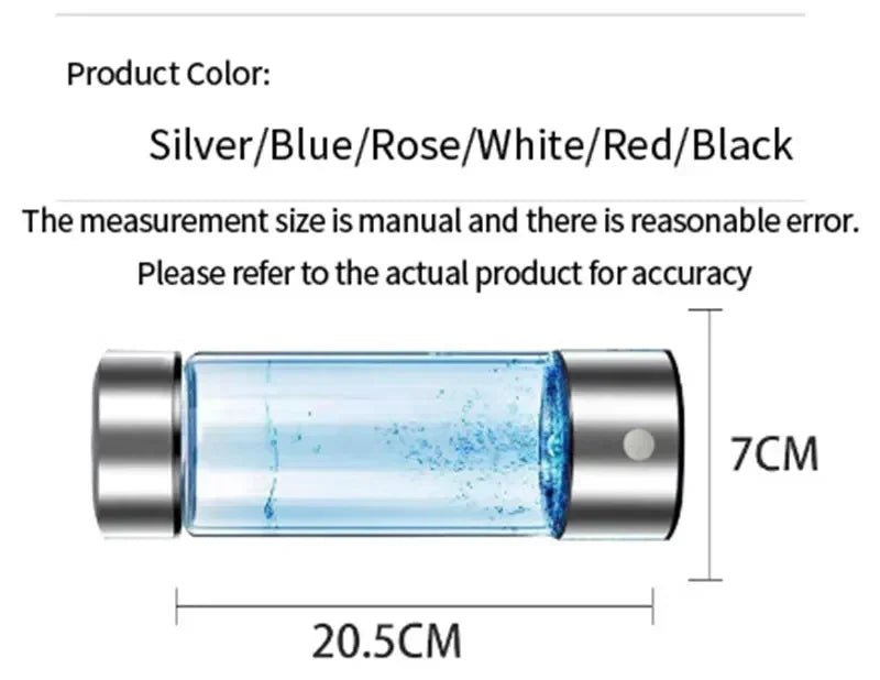 Hydrogen Oxygen Water Cup - H2 Inhalation Device with SPE PEM Dual Chamber Ionizer for Healthcare