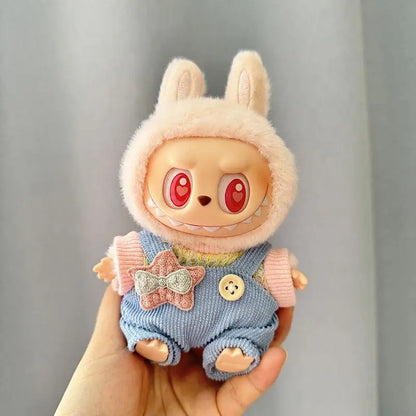 17cm Labubu Doll Clothes — Mini Outfit Accessories for K-Pop EXO I & II Dolls | Sitting Party Overalls Gift