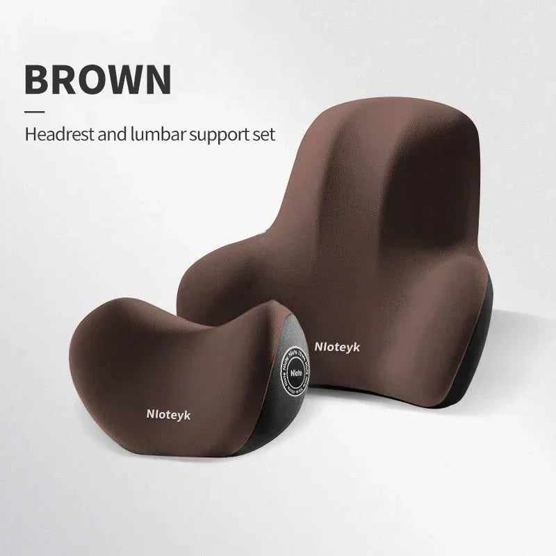 Universal Memory Foam Car Neck & Lumbar Support Cushion – Ergonomic Headrest Pillow & Waist Back Support for Car Seat Comfort Accessories
