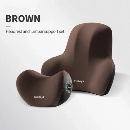 Universal Memory Foam Car Neck & Lumbar Support Cushion – Ergonomic Headrest Pillow & Waist Back Support for Car Seat Comfort Accessories