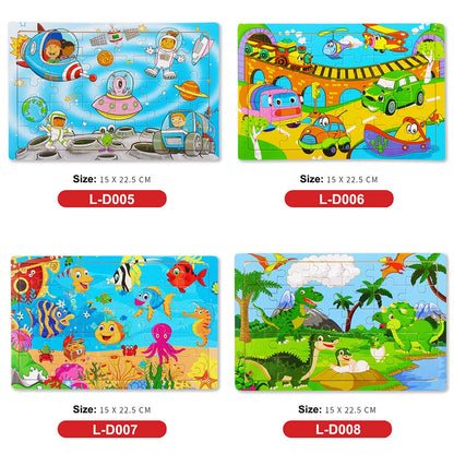 30PCS Montessori Wooden 3D Cartoon Animal Puzzle – Educational Jigsaw Board Game for Kids