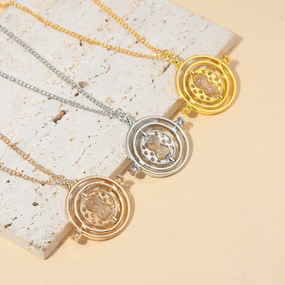 Classic Harry Potter Time-Turner Necklace - 360° Rotatable Hourglass Cosplay Pendant & Wizard Fan Gift