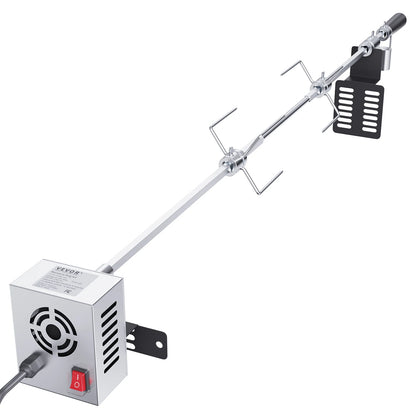 SucceBuy Universal Grill Rotisserie Kit – 9W Motor Stainless Steel Electric BBQ Automatic Grilling Set