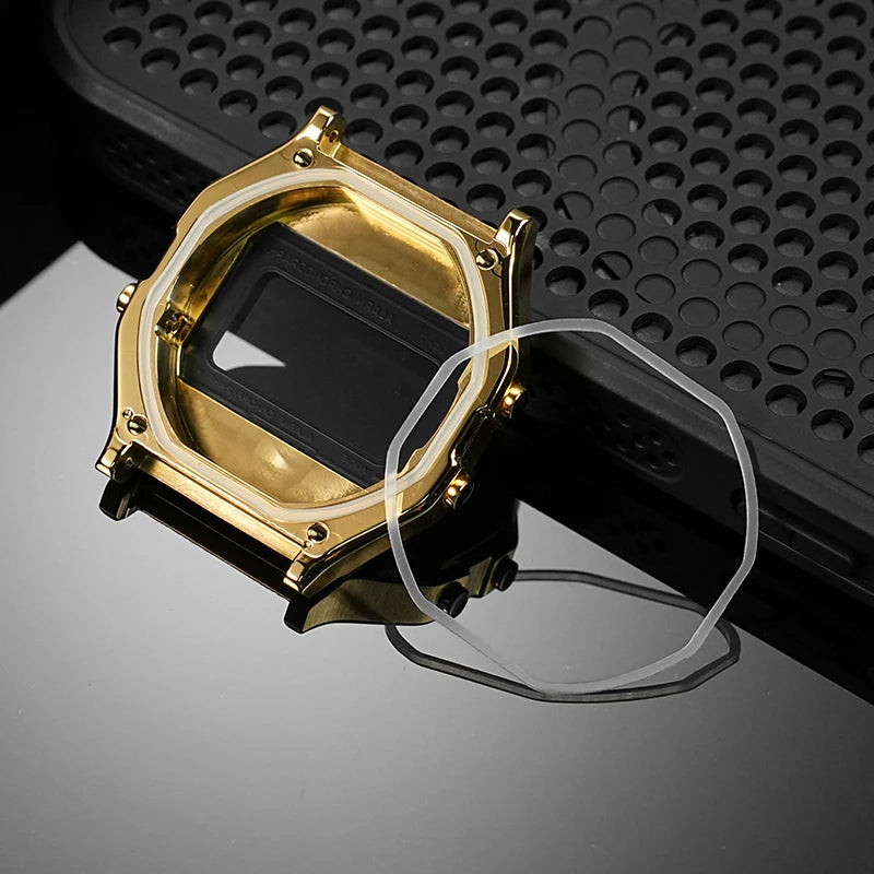 F-91W Stainless Steel Watch Case Mod Kit - Metal Shell Upgrade for Casio F91W, A158W, A159W & 593 Watches