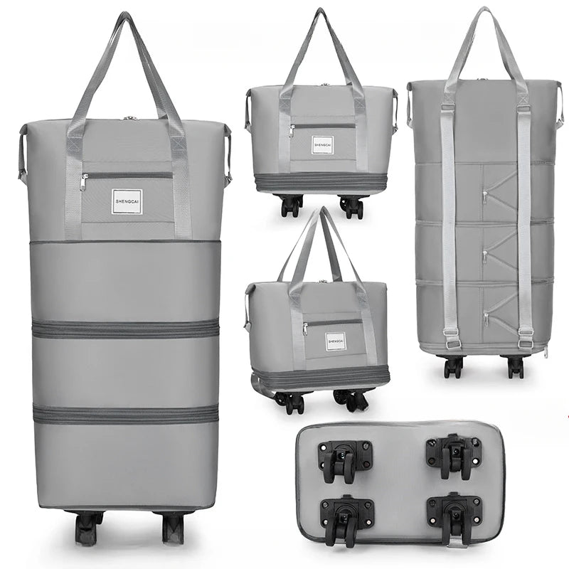 Large Capacity Travel Backpack with Wheels – Portable Double-Layer Luggage Bag, Universal Detachable Storage for Checked Travel