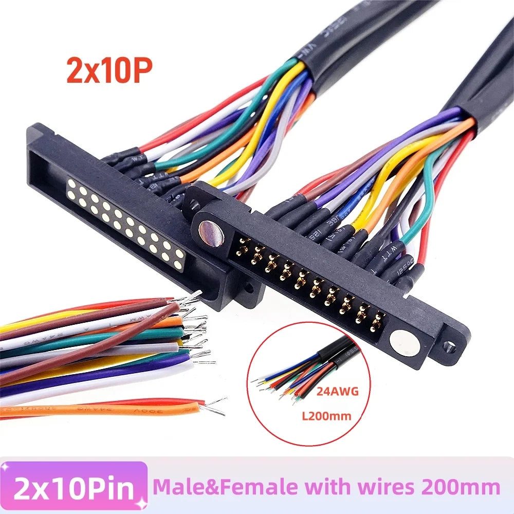 Magnetic Pogo Pin Connector - 2A Spring Loaded Male Female 2.54mm DC Power Socket, 8/10/12/14/16/20 Position Contacts, 1/3/5 Pairs