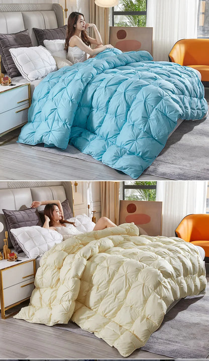 KDJEIKZ Winter Cotton Goose Down Quilt – Five-Star Hotel Duvet, Super Soft & Fluffy for Queen, King & Full Size, All-Season Blanket
