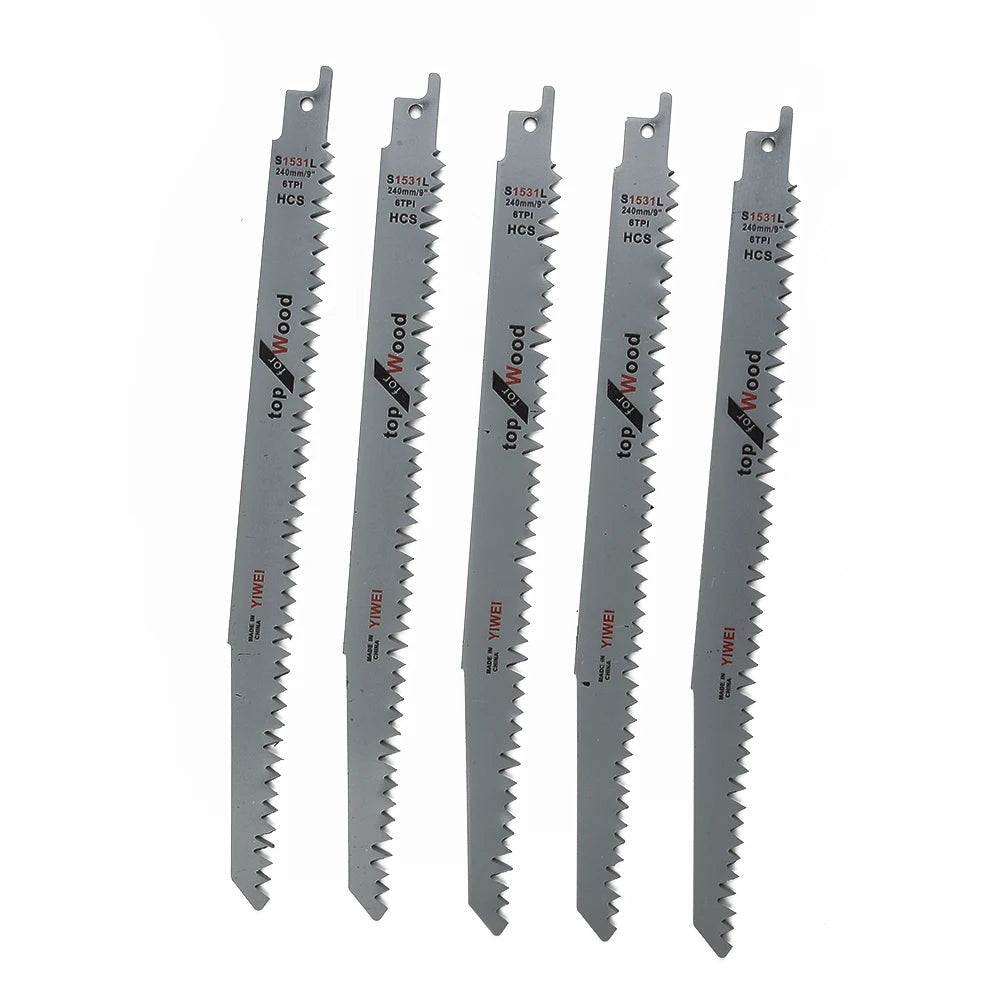 5PCS Reciprocating Saw Blades S1531L Saber Saw Blade Set – Multi-Purpose Woodworking Power Tool Blades for Wood Cutting & Pruning