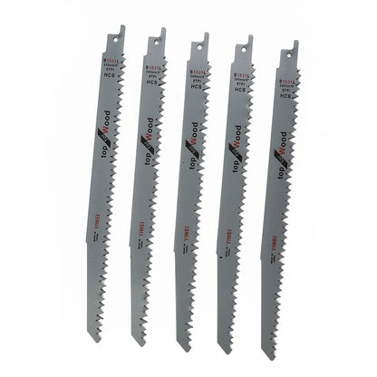 5PCS Reciprocating Saw Blades S1531L Saber Saw Blade Set – Multi-Purpose Woodworking Power Tool Blades for Wood Cutting & Pruning