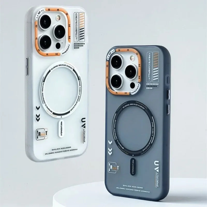 Matte Magnetic Phone Case - Frosted MagSafe Cover with Metal Lens Frame for iPhone 13-17 Pro Max, Air & Wireless Charging
