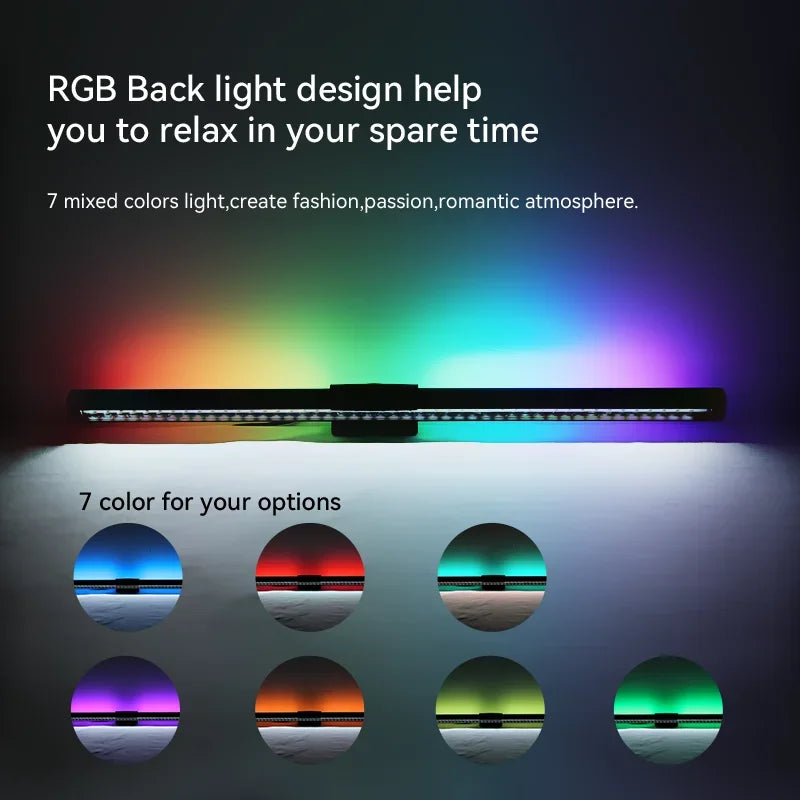 LED Monitor Light Bar, RGB Computer Screen Hanging Light, Atmosphere Table Lamp for Work, Study, Reading & Gaming, 44cm Dimming Lighting