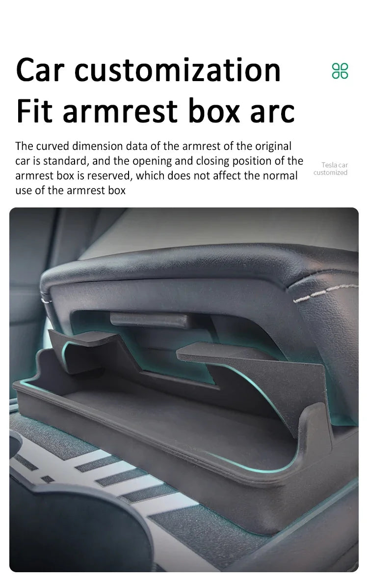 Central Armrest Storage Box for Tesla Model Y/3/3 Highland – Multi-Functional Glasses & Phone Organizer Case, 2024 Accessory