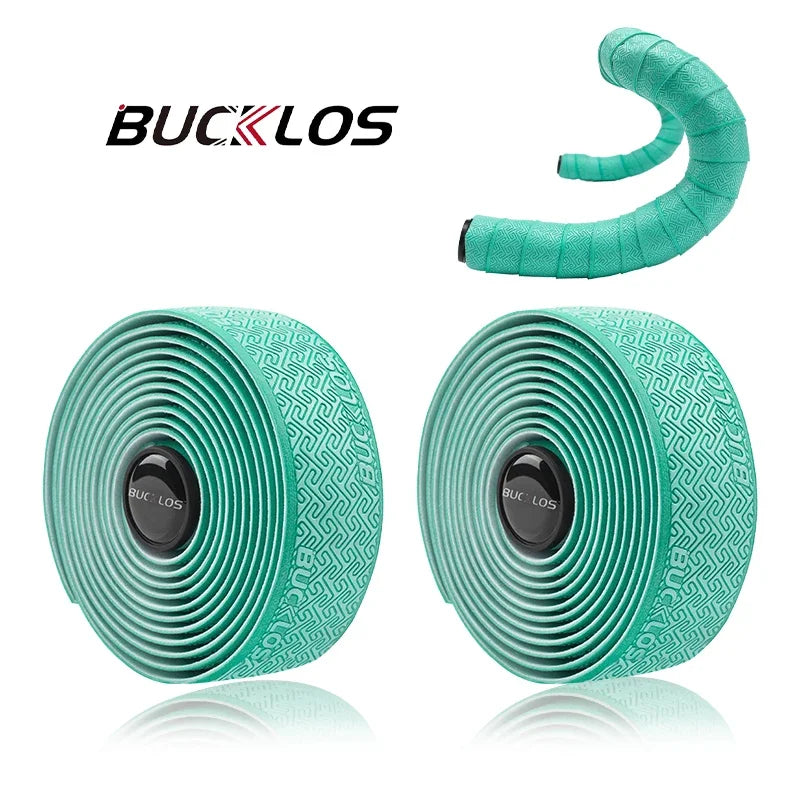 BUCKLOS Road Bike Handlebar Tape – PU Shock-Absorbing Anti-Slip Wrap with Bar End Plugs for Cycling