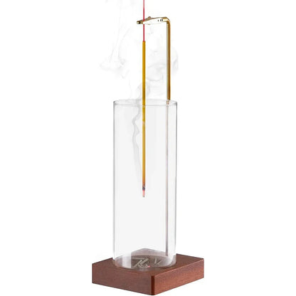 Incense Holder for Sticks - Removable Glass Ash Catcher, Mess-Free Burner for Meditation, Yoga & Spa