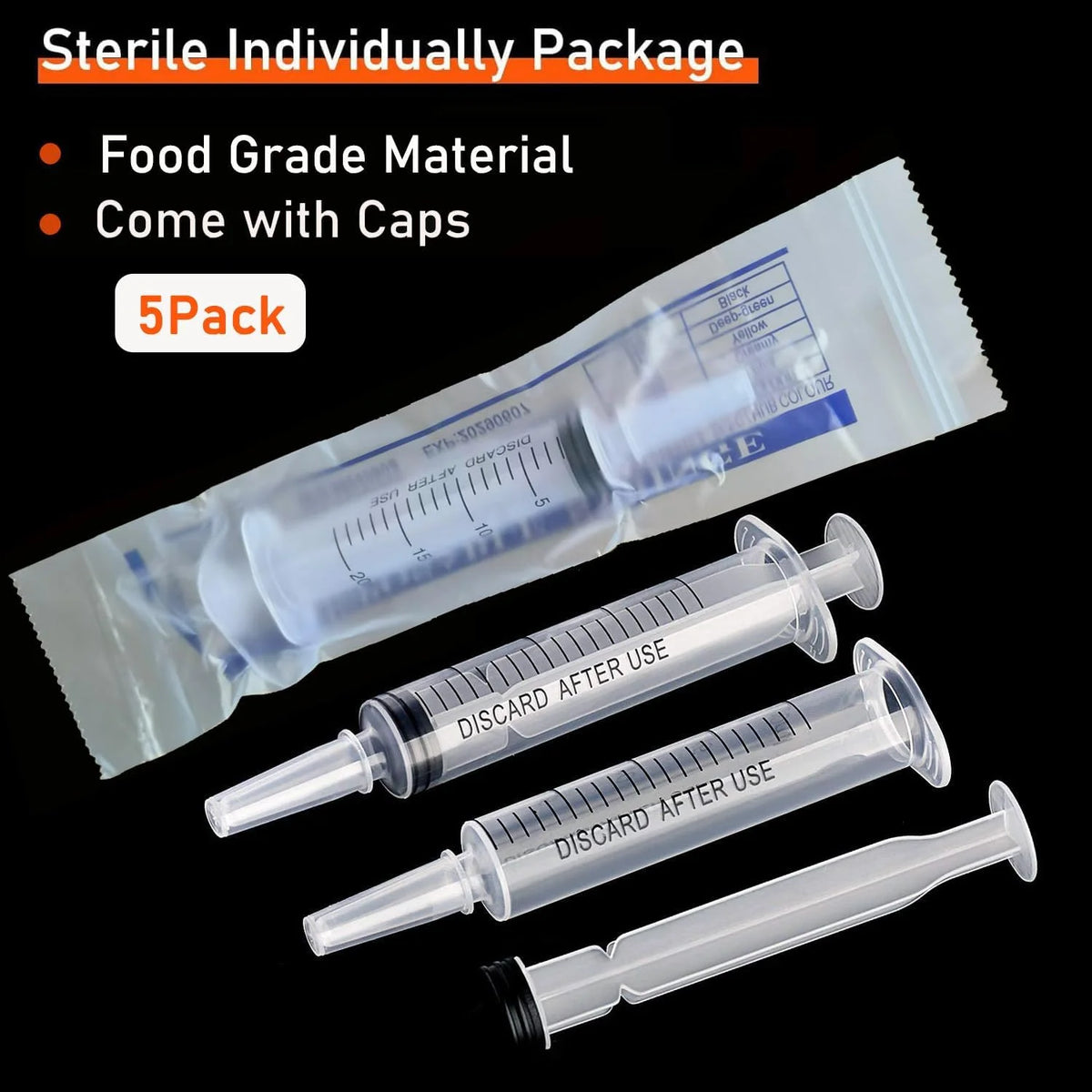 Plastic Measuring Syringe - 20ml, 60ml, and 100ml Needle-Free Liquid, Nutrient, Oil, and Pet Feeding Tool