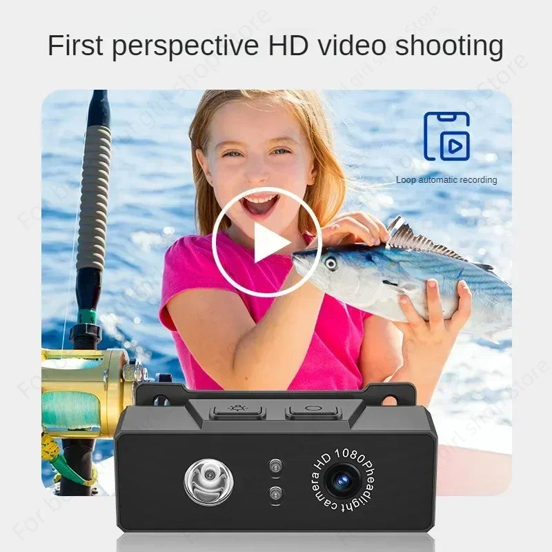 1080P HD Mini Action Camera - First-Person Headlight Sports Camcorder with Wave Hand Induction & Built-In Battery