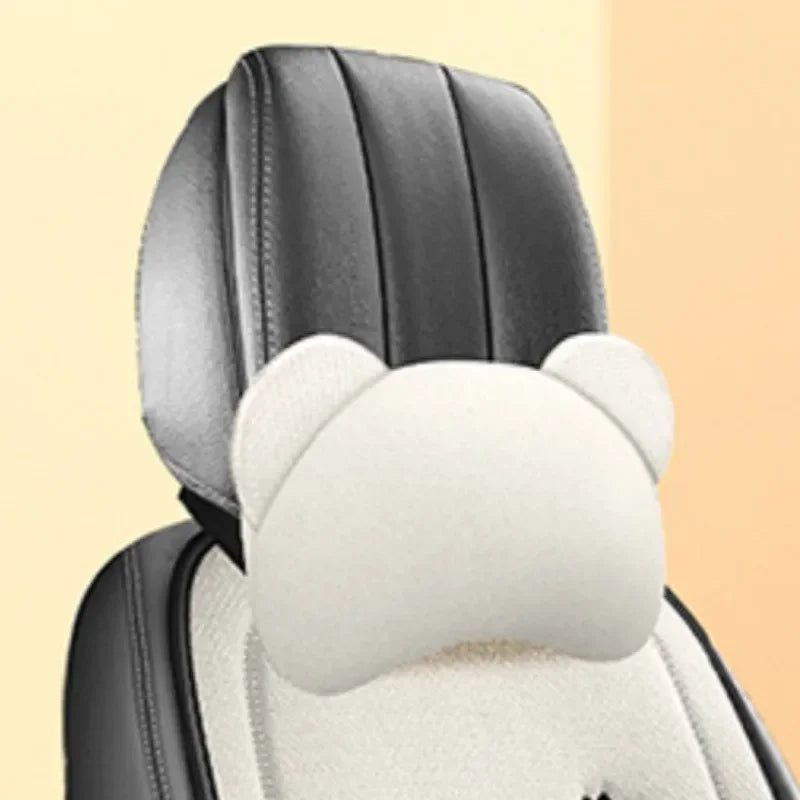 Universal Cartoon Bear Linen Car Seat Cushion - Cute, Breathable, Anti-Slip Seat Protector for Women and Everyday Driving