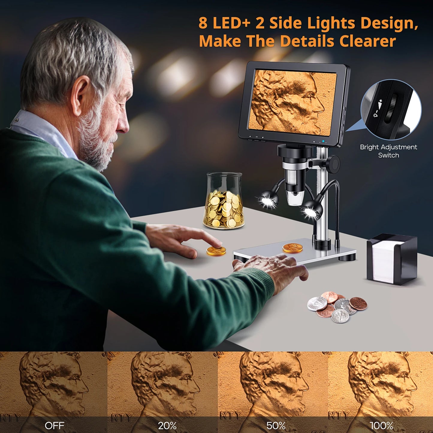 Hayve 7" Digital Microscope - 1200X Zoom, 12MP HD Camera Magnifier for Soldering & Phone Repair