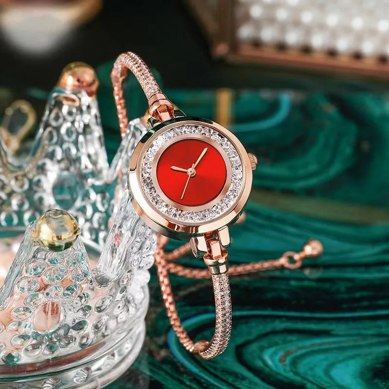 2024 Fashion Women's Wristwatch – Gold Bracelet with Small Dial, Elegant Quartz Steel Watch for Women