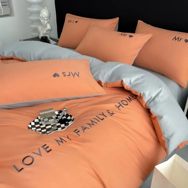 Nordic Luxury Egyptian Cotton Bedding Set - King, Queen, Double, Twin Size with Sheet, Duvet Cover & Pillowcases