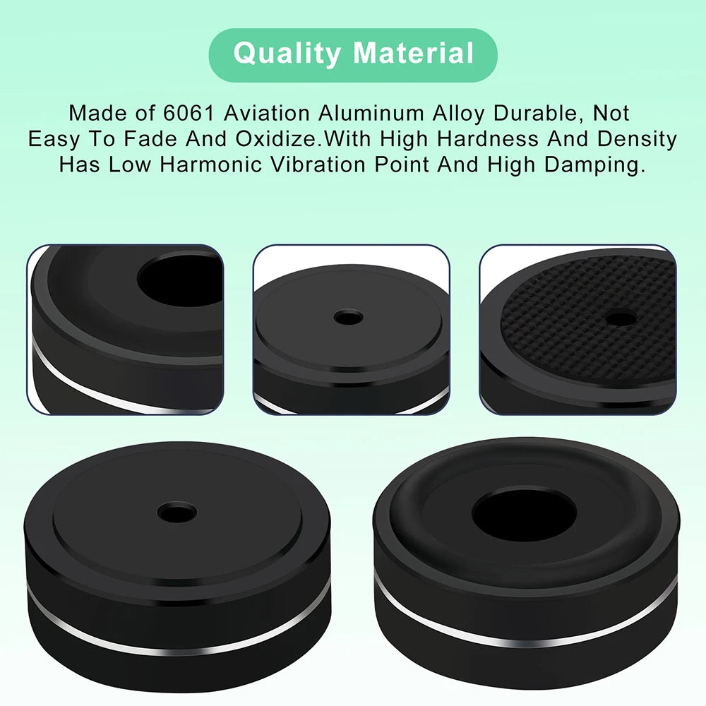 4PCS Aluminum Speaker Isolation Feet – 40x15mm Audio Equipment Feet with Non-Slip Rubber Rings