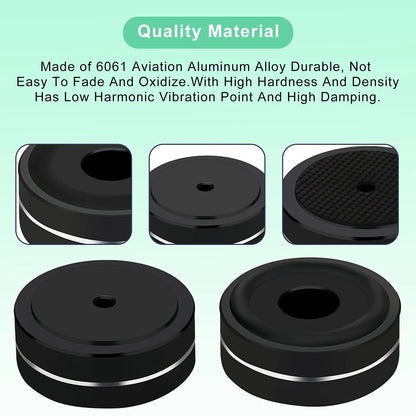 4PCS Aluminum Speaker Isolation Feet – 40x15mm Audio Equipment Feet with Non-Slip Rubber Rings