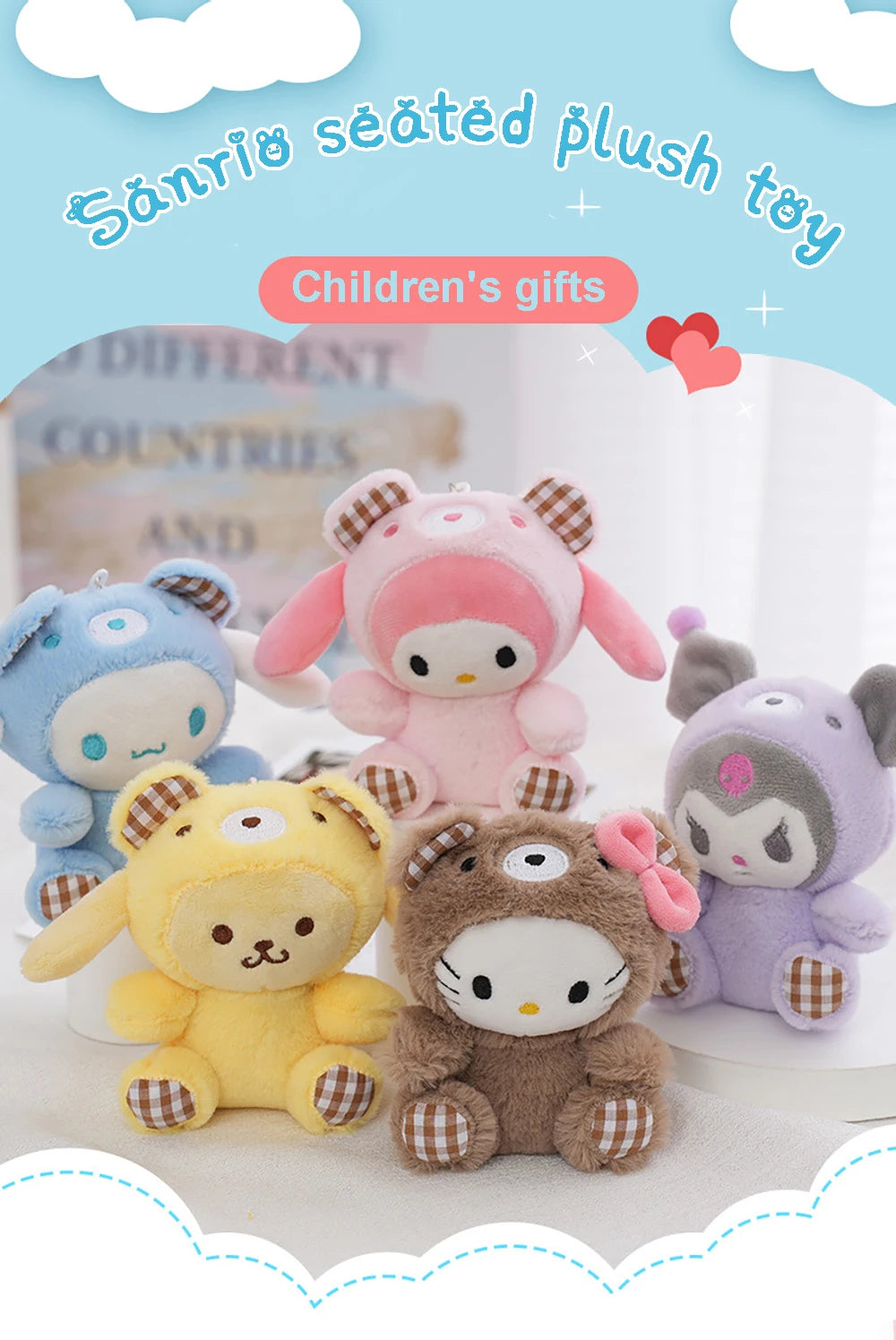 Sanrio Kawaii Plush Keychain — Hello Kitty, My Melody, Kuromi & Cinnamoroll Stuffed Cartoon Doll Pendant for Backpack Decoration