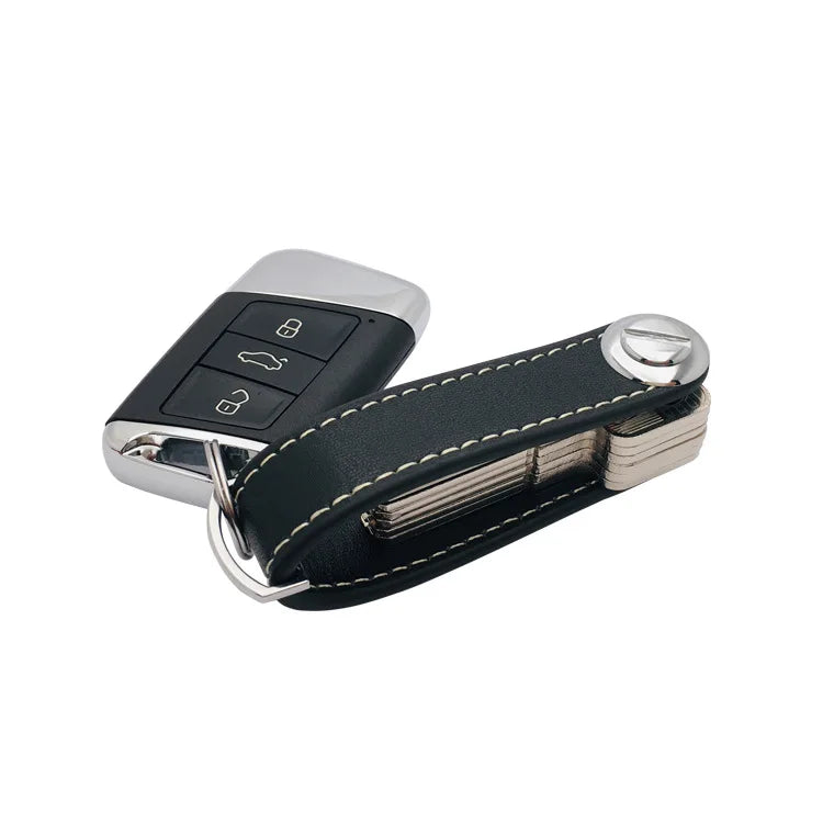 Leather Car Key Pouch – Wallet Case & Key Organizer with Chain for Smart Keys