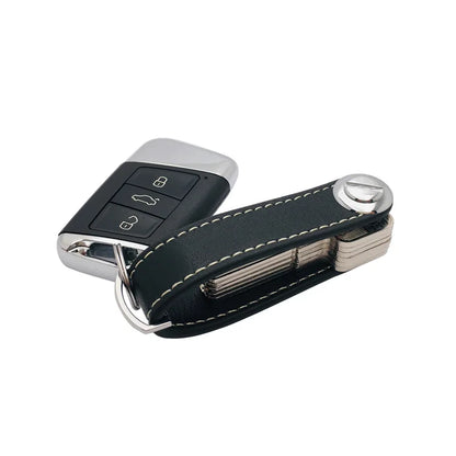 Leather Car Key Pouch – Wallet Case & Key Organizer with Chain for Smart Keys