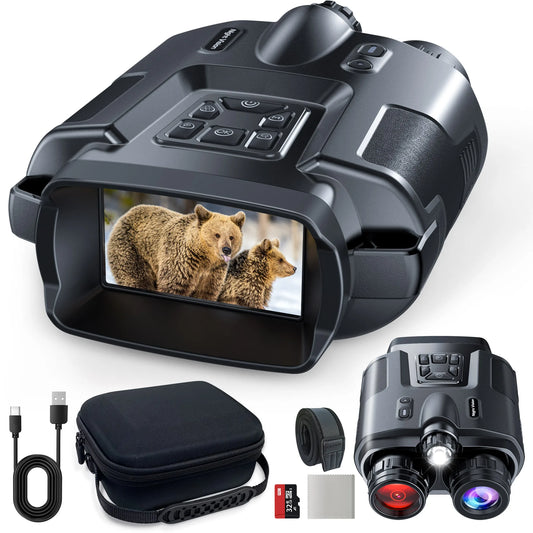 4K Night Vision Binoculars with 3" Screen – 8X Digital Zoom, Infrared Goggles, Tactical Light, 5000mAh Rechargeable