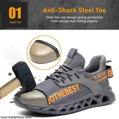 Steel Toe Safety Shoes for Men & Women – Lightweight Puncture-Proof Work Sneakers, Unisex Construction Boots