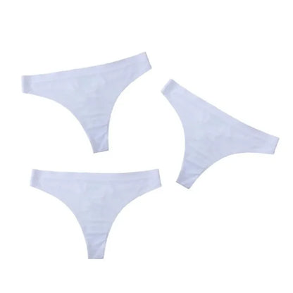 3PCS Ice Silk Seamless Thong Set for Women – Solid Low Rise Sexy G-String Sports Underwear, S-XL Sizes