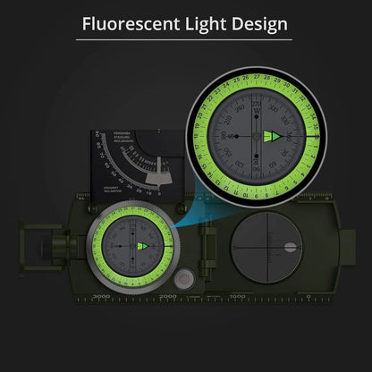 Multifunctional High-Precision Military Compass — Waterproof Metal Outdoor Survival Camping Compass with Fluorescent & Geological Features