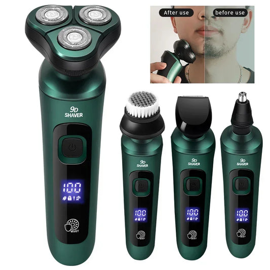 Smart Electric Shaver with LCD Display – 3-Head Floating Rechargeable Razor for Men, USB Charging Beard Trimmer & Washable Grooming Tool