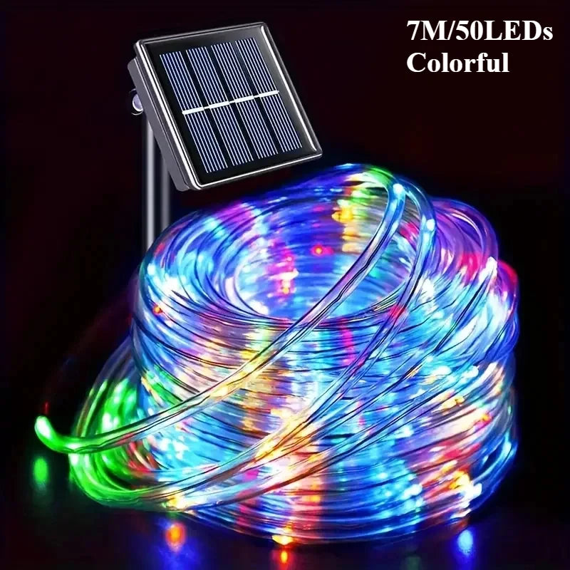LED Solar String Lights – Waterproof Tube Rope Fairy Lights for Garden, Christmas & Outdoor Holiday Home Decoration