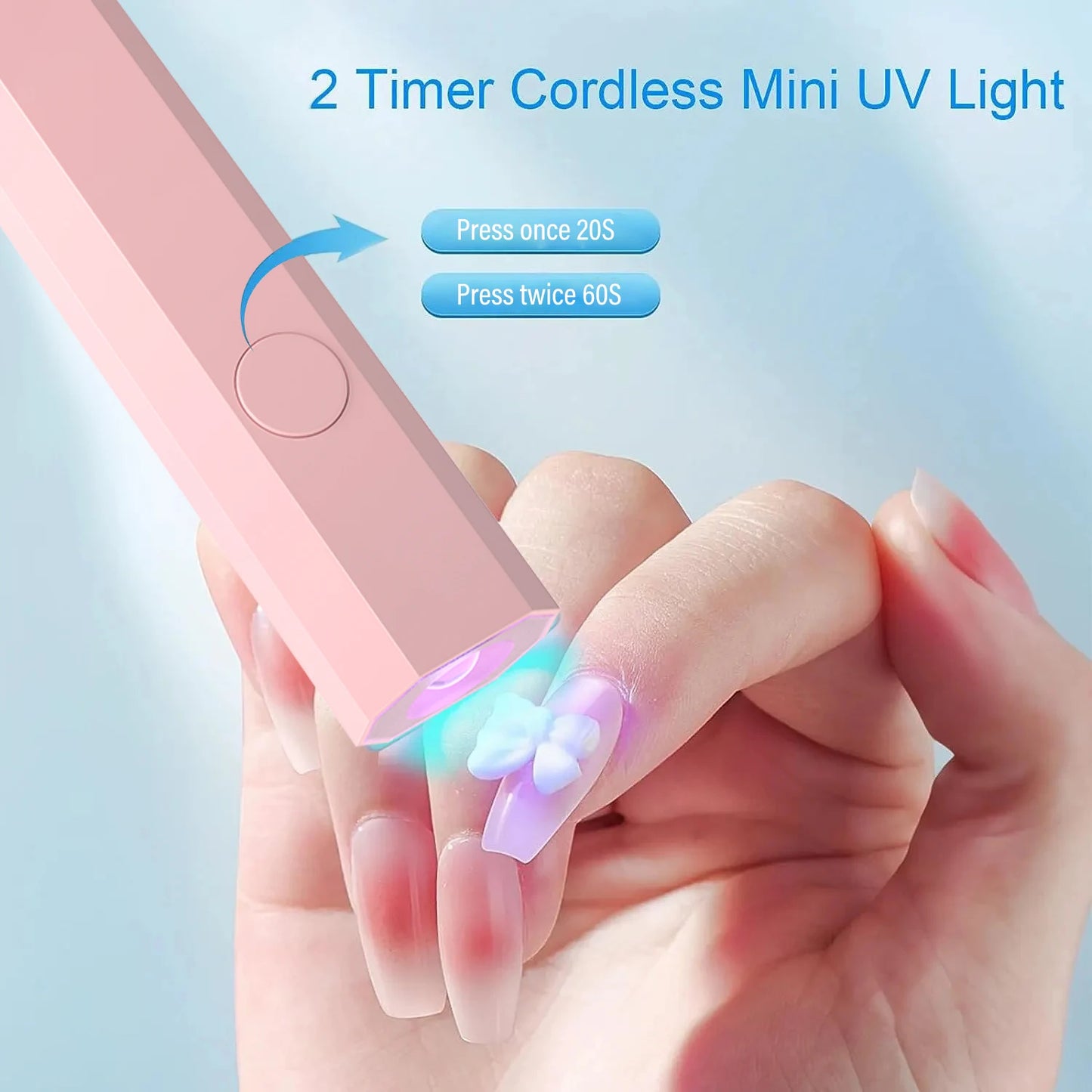 Portable Mini Nail Lamp with Timing Display – Rechargeable UV LED Flashlight Nail Dryer for Quick Family Use