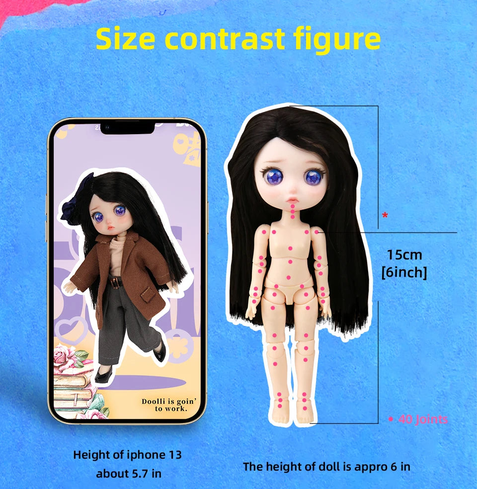 Lady Doolli 1/12 BJD Dolls Blind Box – 15cm Ob11 Mystery Anime Figure Toy, Kawaii Designer Gift