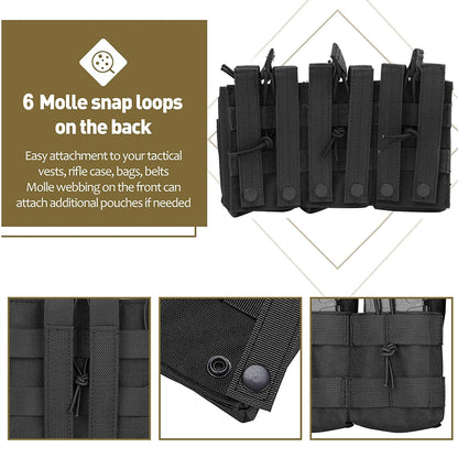 Tactical Molle Triple Magazine Pouch - Double-Layer Cartridge Holder for M4, M14, M16, AK, AR, Universal Mag Pouches