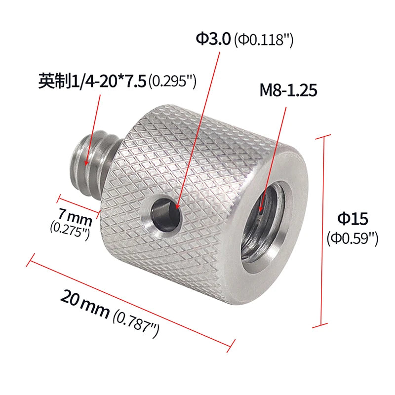 Reinforced Camera Screw Adapter - 1/4 to 3/8 Inch Male Female Thread Converter for Tripod Monopod Ball Head Light Bike Mount