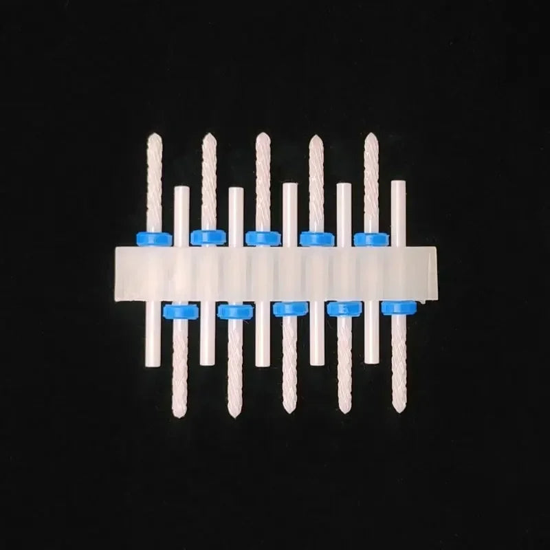 10PCS Ceramic Nail Drill Bits - Rotary Milling Cutters for Gel Polish Removal & Nail Grinding Machine Accessories