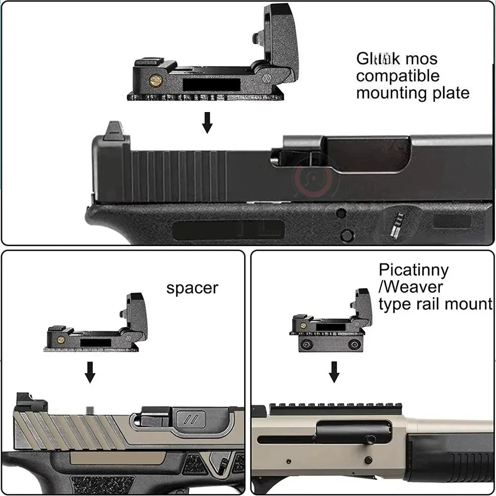 Mini Red Dot Sight - Flip Up Compact Reflex Optic Scope with 20mm 1913 Mount for Glock MOS Pistols & Hunting Rifles