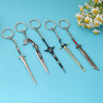 Final Fantasy Sword Pendant Keychain – Mini Remastered Game Key Ring for Car, Backpack & Cosplay Jewelry Accessories Gift