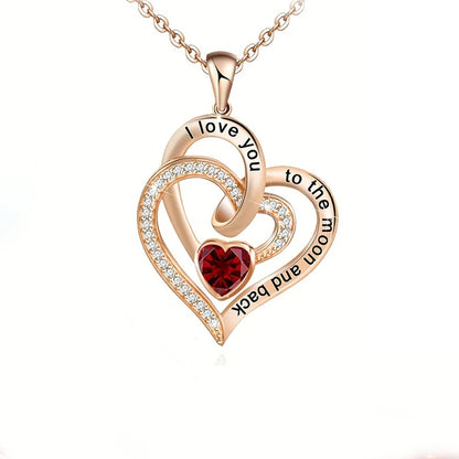 Luxury Love Heart Zircon Necklace - Rose Flower Gift Box Jewelry for Women, Girlfriends & Valentine’s Day