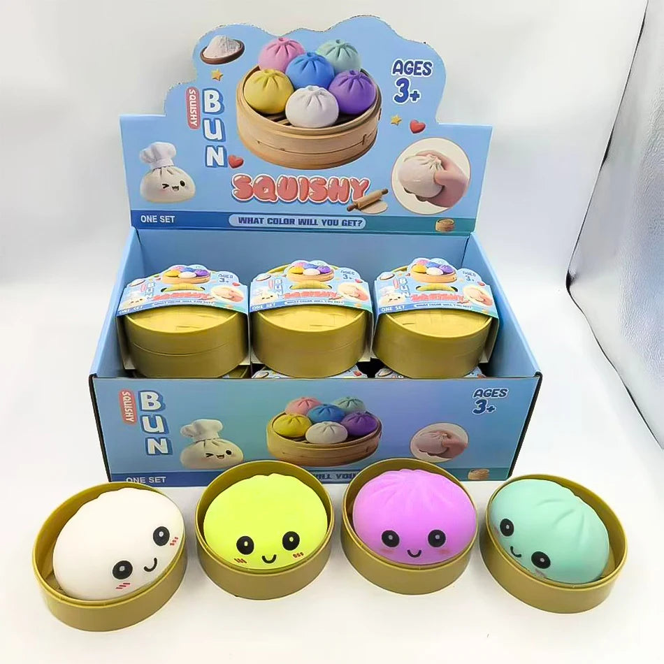 Colorful Dumpling Squishy Toy - Blind Box Stress Relief Fidget Squeeze Toy for Anxiety Relaxation & Happiness