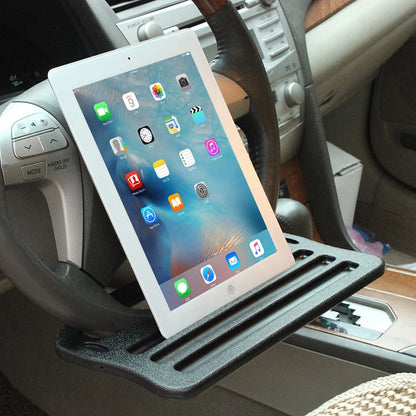 Portable Universal Folding Car Laptop Desk Mount — Steering Wheel Tray Table with Cup Holder for Work & Dining