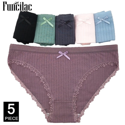 5-Pcs Women’s Cotton Panties Set – Sexy Bikini Briefs for Girls & Ladies, Free Shipping