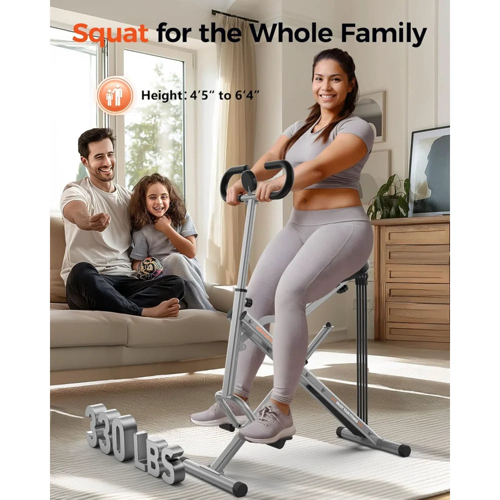 Pink Foldable Squat & Rodeo Core Exercise Machine – Home Fitness Equipment with 4 Adjustable Resistance Bands, 330lbs Capacity