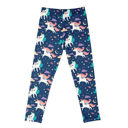 Kids Girls Cartoon Print Leggings – Soft Milk Silk Casual Stretch Sports Pants for Baby Girls Comfortable Trousers 4–12Y